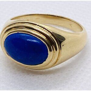 Tiffany & Co 14K 585 Lapis Lazuli Oval Ring 7.75